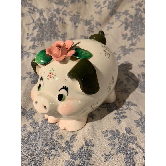 Vintage Hand-painted Lefton Piggy Bank - Picture 6 of 10